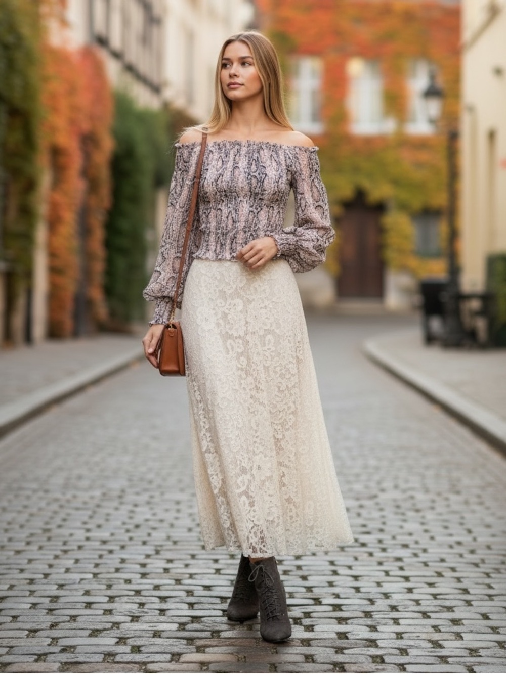 287 • Smocked Snake-Print Blouse in Light Pink